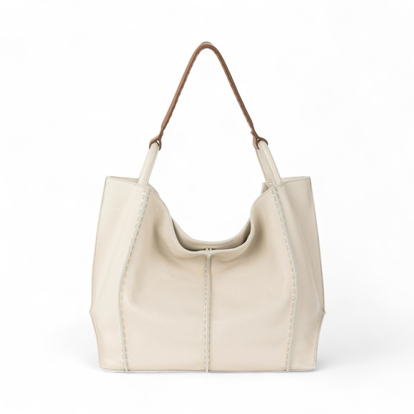 The Sak Los Feliz Large Leather Tote Cowhide Shoulder Handbag • Stone Color NWT - Picture 1 of 7
